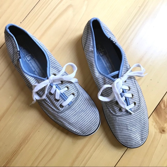 blue and white striped keds